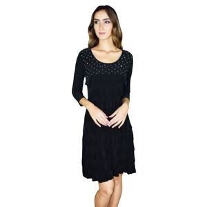 NWT Mango Tango Black Jeweled Ruffle Dress Women's Size XL